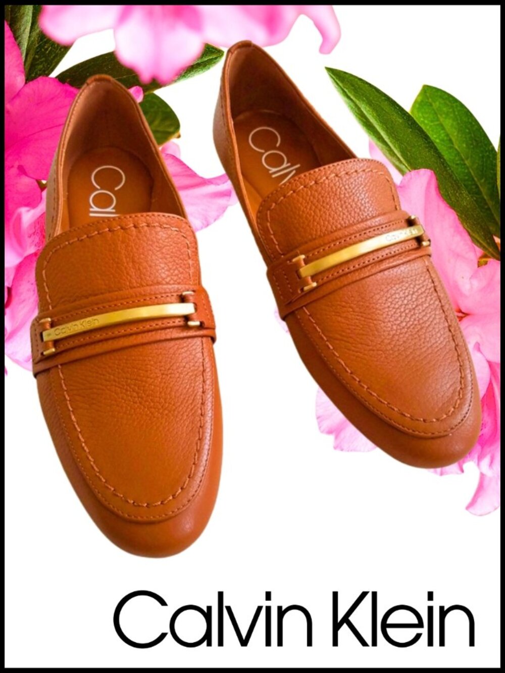 NWOT Calvin Klein Pebble Grain Leather Loafers